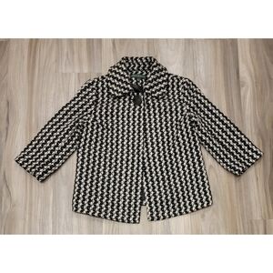 Harve Benard Houndstooth One Button Wool Blend Blazer 3/4 sleeve